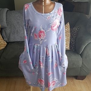 Lavender Long Sleeve Floral Dress